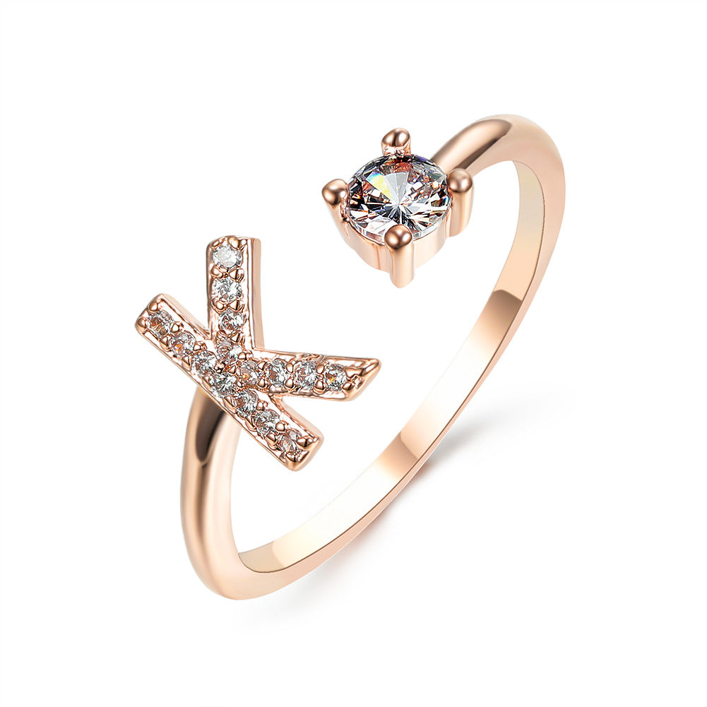 New Design Adjustable 26 Initial Letter Ring Fashion Jewelry For Women Simple Elegant Jewelry New Design Adjustable 26 Initial Letter Ring Fashion Jewelry For Women Simple Elegant Jewelry